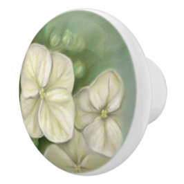 Pomo De Cerámica Pastel blanco crema suave Hydrangea Floral