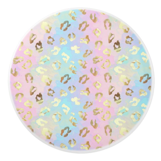 Pomo De Cerámica Pastel Colors Leopard Skin Bandana (Anverso)