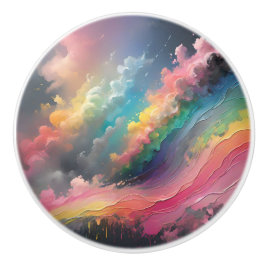 Pomo De Cerámica Pastel de nubes arcoiris Personalizado Knob cerámi