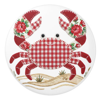 Pomo De Cerámica Patchwork Quilt Crab
