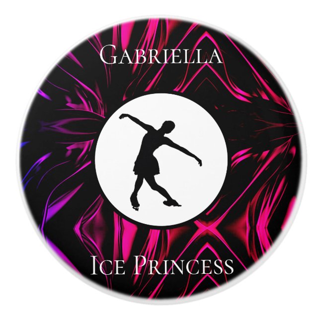 Pomo De Cerámica Patinaje artístico "Princesa de Hielo" personaliza (Anverso)