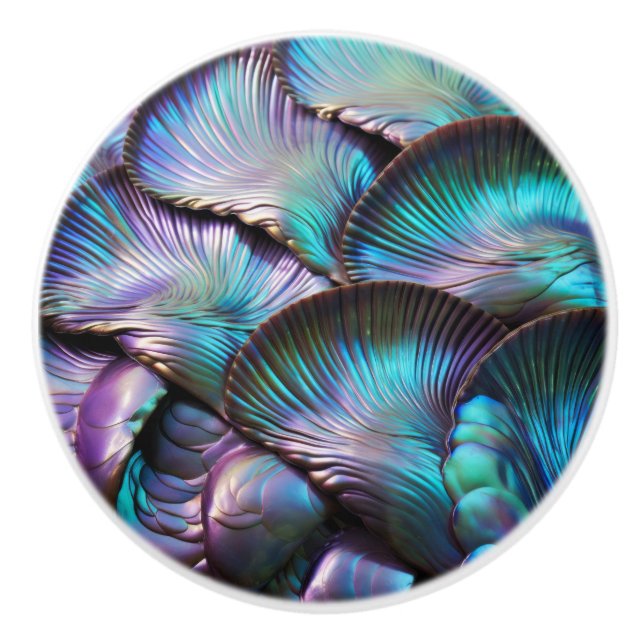 Pomo De Cerámica Patrón abstracto de shell de Abalone (Anverso)