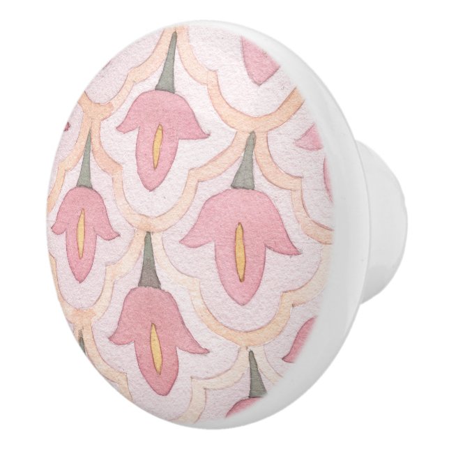 Pomo De Cerámica Patrón adorable de Bonito floral acuático rosa (Derecha)