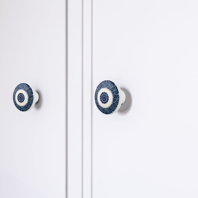 Pomo De Cerámica Patrón antiguo de hojas azules y blancas de China (Subido por el creador)