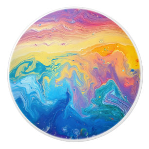 Pomo De Cerámica Patrón arcoiris de mármol