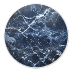 Pomo De Cerámica Patrón azul oscuro de mármol