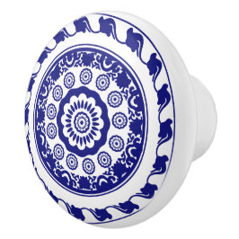 Pomo De Cerámica Patrón azul y blanco retro Chinoiserie