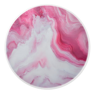 Pomo De Cerámica Patrón blanco rosado de mármol
