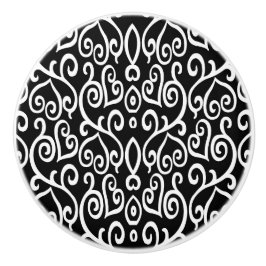 Pomo De Cerámica Patrón blanco y negro