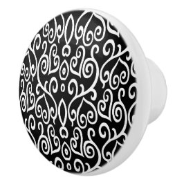 Pomo De Cerámica Patrón blanco y negro