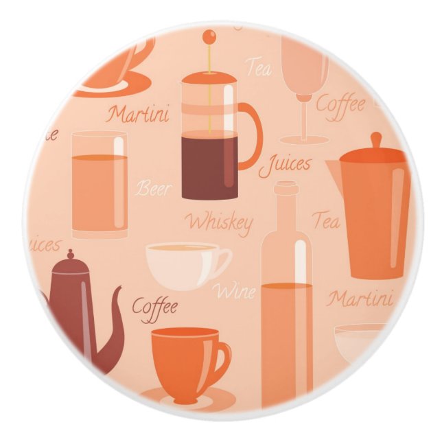 Pomo De Cerámica Patrón con bebidas y texto (Anverso)