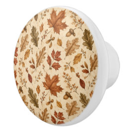 Pomo De Cerámica Patrón de acuarela de hojas de otoño