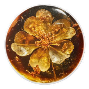 Pomo De Cerámica Patrón de ámbar de flor