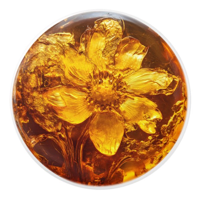 Pomo De Cerámica Patrón de ámbar de flor (Anverso)