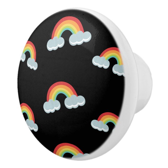 Pomo De Cerámica Patrón de arco iris con nubes (Derecha)