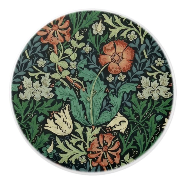 Pomo De Cerámica Patrón de Art Nouveau floral William Morris Compto (Anverso)