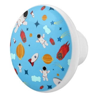 Pomo De Cerámica Patrón de astronauta y espacio exterior infantil