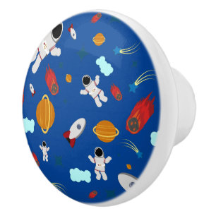 Pomo De Cerámica Patrón de astronauta y espacio exterior infantil