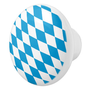 Pomo De Cerámica Patrón de bandera de diamantes de Baviera azul y b