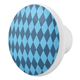 Pomo De Cerámica Patrón de bandera en rombo de Baviera Azul