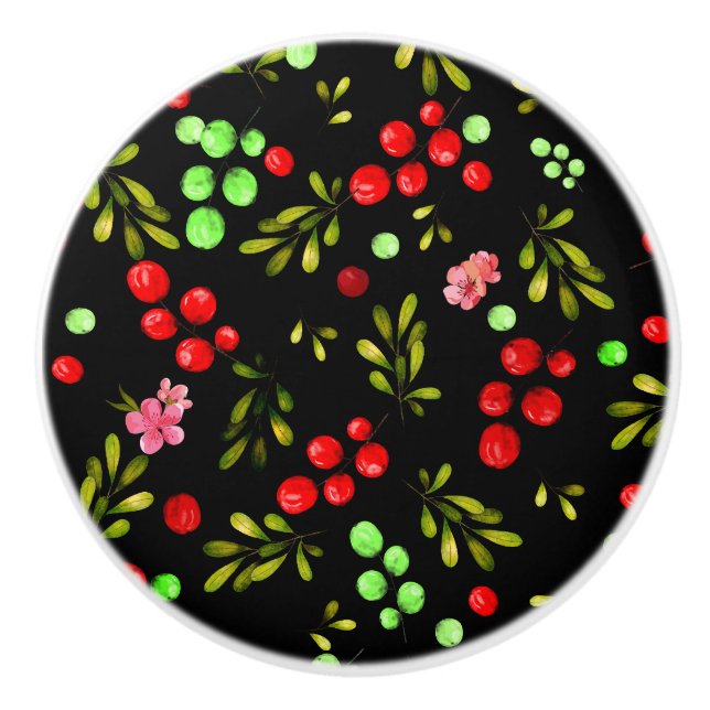 Pomo De Cerámica Patrón de Berries (Anverso)