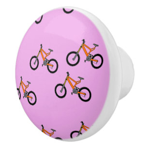 Pomo De Cerámica Patrón de bicicletas en rosa