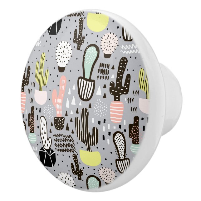 Pomo De Cerámica Patrón de cactus dibujado a mano (Derecha)