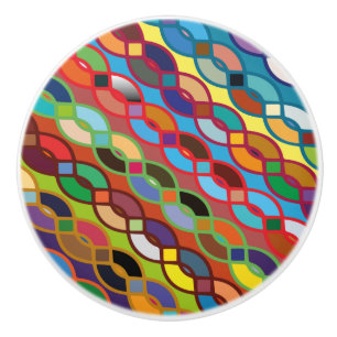 Pomo De Cerámica Patrón de cadena multicolor geométrico sin solda