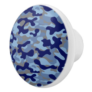 Pomo De Cerámica Patrón de camuflaje azul