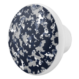 Pomo De Cerámica Patrón de camuflaje blanco y gris azul
