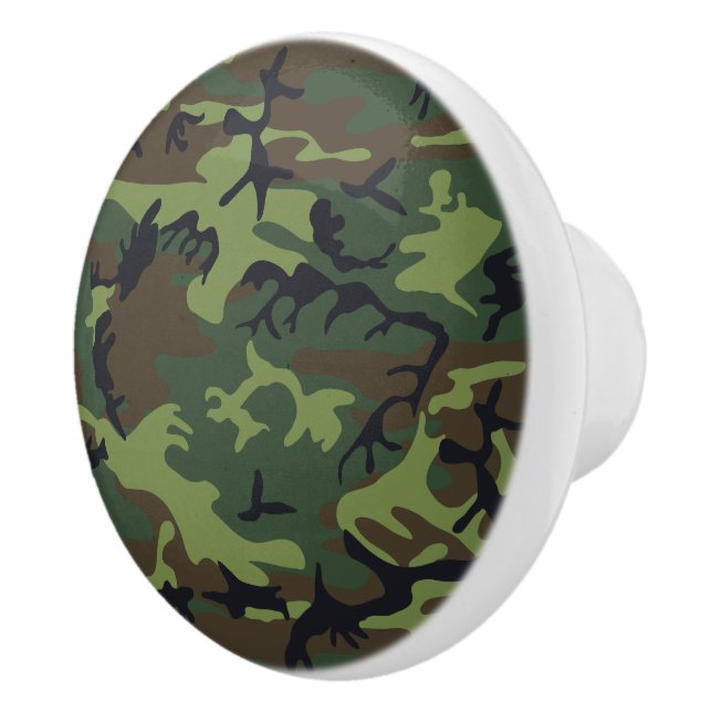 Pomo De Cerámica Patrón de camuflaje verde, patrón militar, ejércit (Derecha)