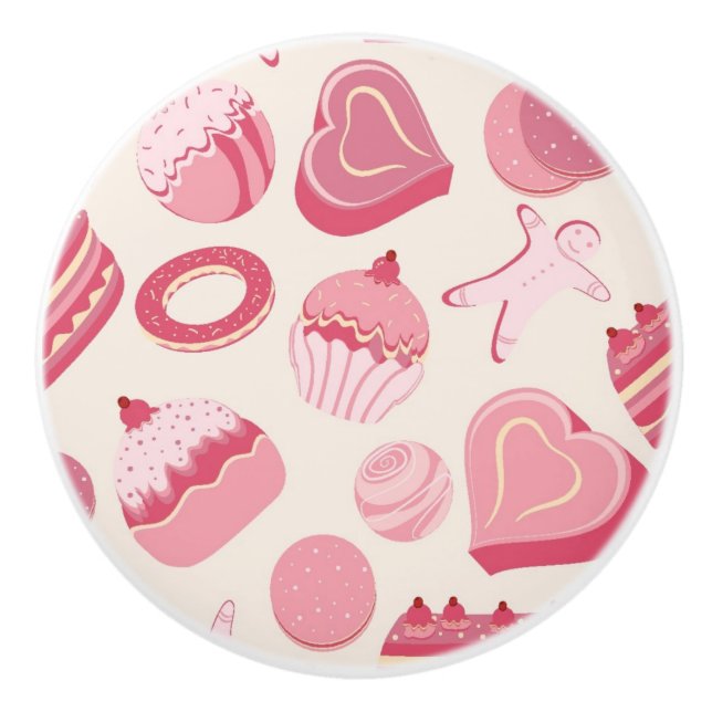 Pomo De Cerámica Patrón de chocolate y pasteles 2 (Anverso)