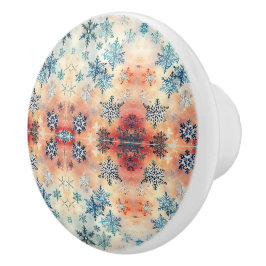Pomo De Cerámica Patrón de Copos de Nieve Antiguos - Perilla de Cer