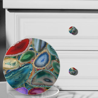 Pomo De Cerámica Patrón de cristal de geoda - Multicolor