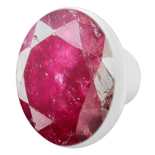 Pomo De Cerámica Patrón de cristal de rubí rojo rosa