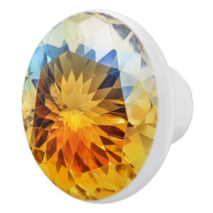 Pomo De Cerámica Patrón de cristal de Topacio Azul amarillo