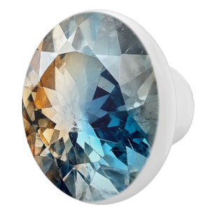 Pomo De Cerámica Patrón de cristal de Topic amarillo azul