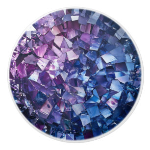 Pomo De Cerámica Patrón de cristales azul púrpura