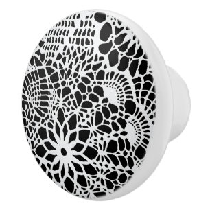 Pomo De Cerámica Patrón de crochet B & W Faux