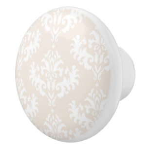 Pomo De Cerámica Patrón de Damasco de Crema sutil