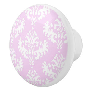Pomo De Cerámica Patrón de damasco rosado Girly