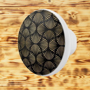 Pomo De Cerámica patrón de decoración de arte de oro negro Knob cer