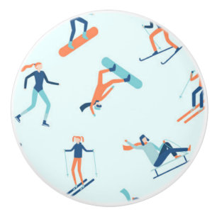 Pomo De Cerámica Patrón de deportes de invierno