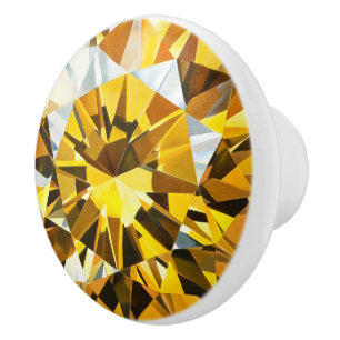 Pomo De Cerámica Patrón de Diamante Amarillo