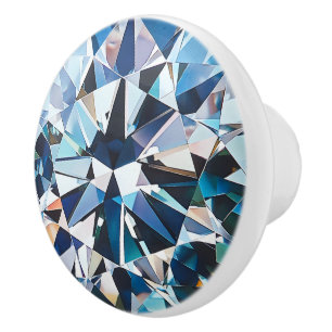 Pomo De Cerámica Patrón de Diamante Azul Crystal Light