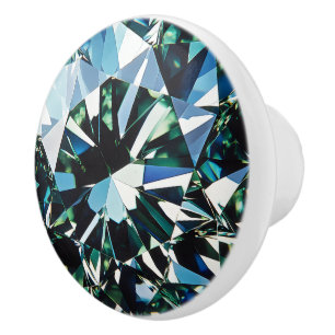 Pomo De Cerámica Patrón de diamante de cristal verde