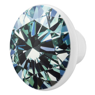 Pomo De Cerámica Patrón de diamante de cristal verde claro