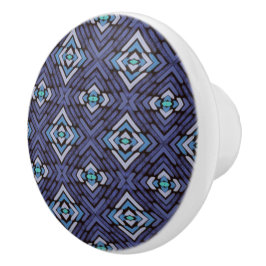Pomo De Cerámica Patrón de diamante del suroeste gris azul