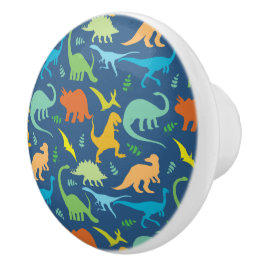 Pomo De Cerámica Patrón de dinosaurios coloridos
