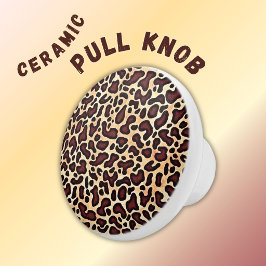 Pomo De Cerámica Patrón de estampado de leopardo atrevido en marrón